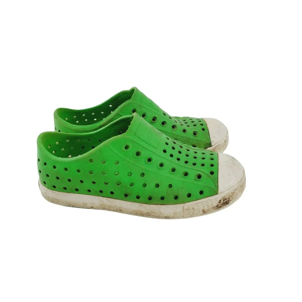 Native Boy's Green Jefferson Slip On Casual Water Sneaker Shoes Size 12